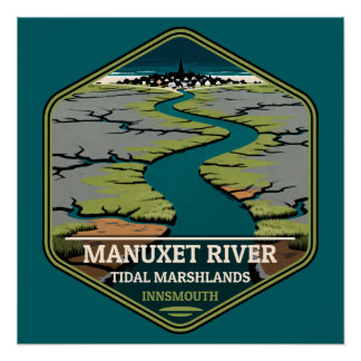 Póster Manuxet River Tidal Marshlands Innsmouth Vintage