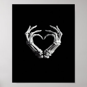 Poster Mão Coração Esqueleto Osso Meninas Loucas Mulheres
