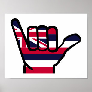 Póster Mão da bandeira de Havaí