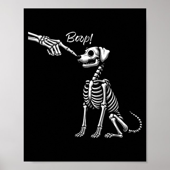 Poster Mão de Esqueleto Acariciando Cachorro Fofo de Hall (Frente)