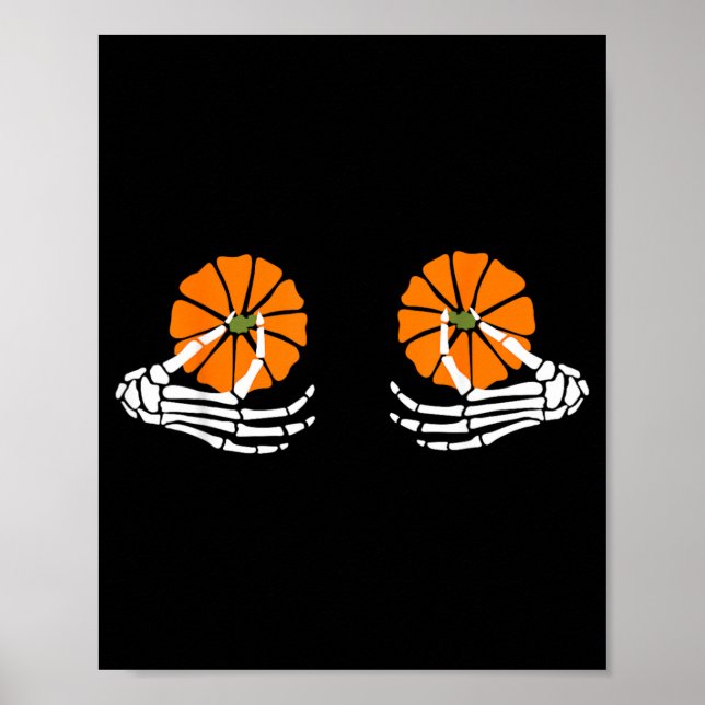 Poster Mão de Esqueleto de Abóbora Halloween (Frente)