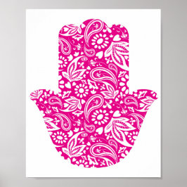 Poster Mão de Hamsa Branca Rosa Talisman