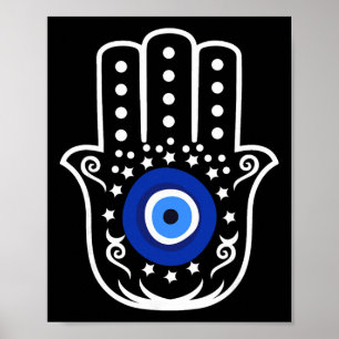 Poster Mão de Hamsa Fátima Olho de Tigre Turco Proteção C