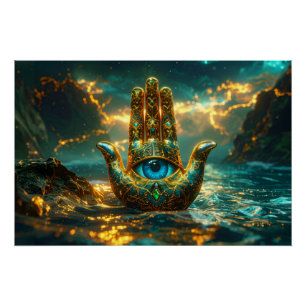 PÓSTER MÃO DE HAMSA – MÃO DE FÁTIMA – BUDISMO ZEN