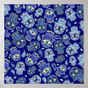 Poster Mão de Hamsa - Mão de Fátima Padrão Minerais A