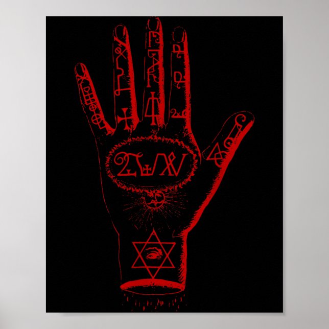 Poster Mão de Mistérios Sigilo do Pentagrama Satânico (Frente)
