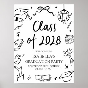 Poster Mão Desenhada Festa de Boas-Vindas da Formatura da