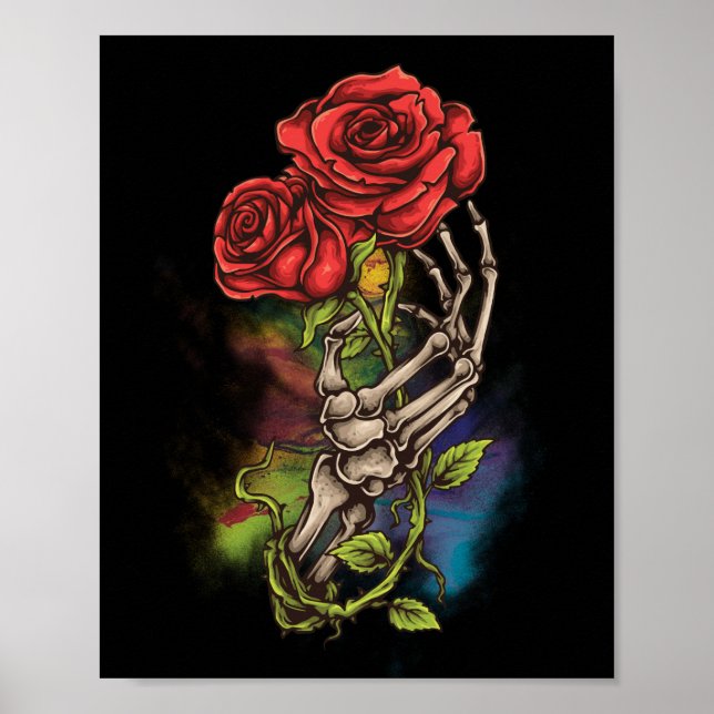 Poster Mão do esqueleto com Trabalho de arte de tatuagem  (Frente)