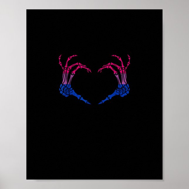 Poster Mão do Skeleton Heart Bisexual Lgbt-Q Pride Skull (Frente)