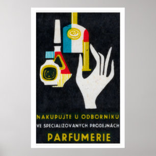 Poster Mão Estilizada Segurando um Frasco de Perfume