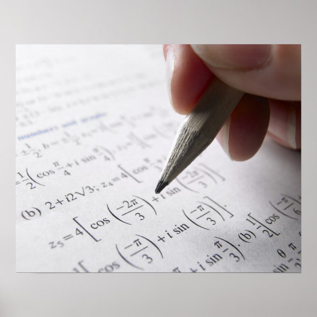 Póster Mão fazendo dever de matemática (Frente)