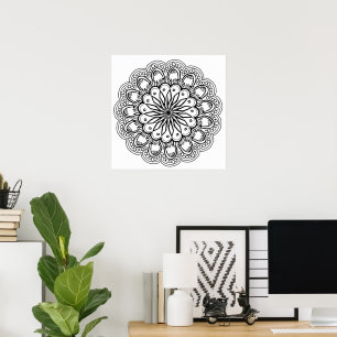 Poster Mão floral coloração adulta tirada da mandala