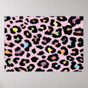 Poster mão-leopardo-selvagem, colorido, exótica, puxada r