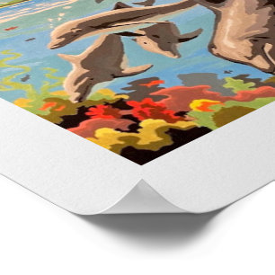 Poster Mão Pintada Por Número   Golfinhos Reproduzíveis  