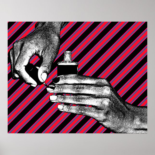 Poster Mão pintando unhas Manicure Maquiagem Beleza (Frente)