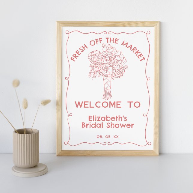 Poster Mão Retirada Do Mercado Flores De Mercado Boas-vin (Criador carregado)