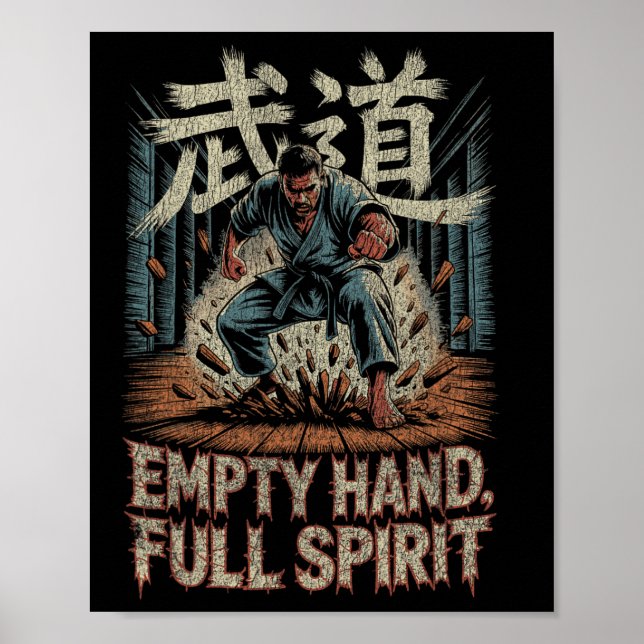 Poster Mão Vazia Espírito Cheio Karatê Força Marcial Des (Frente)