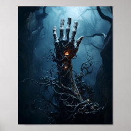 Poster Mão Zombie Saindo Do Halloween Assustador Grave