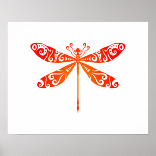 Poster Maori Dragonfly Tatuagem Tribal Polinésia Ideia