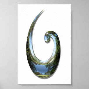 Poster Maori Fish Hook - Chrome