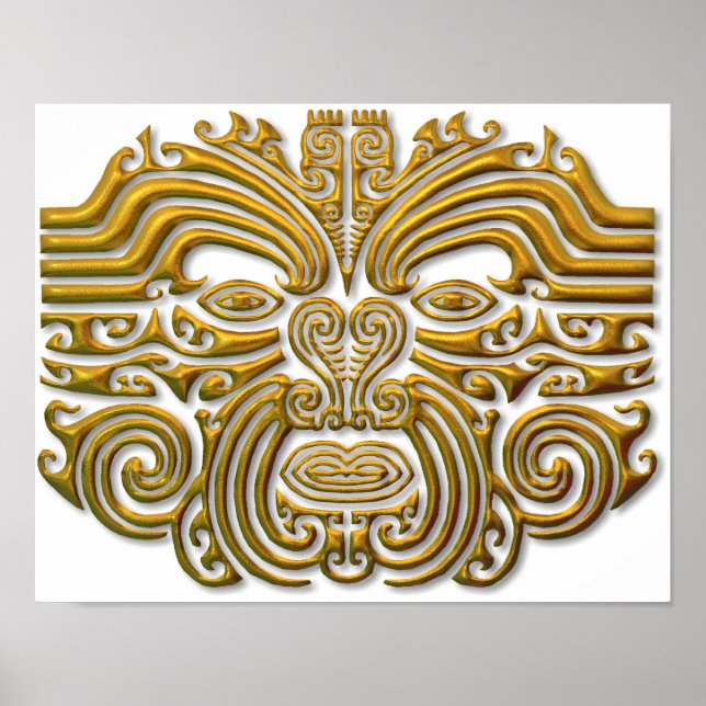 Póster Maori Tattoo - Dourado (Frente)