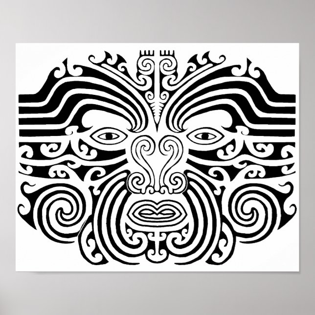 Poster Maori Tattoo - Preto e Branco (Frente)