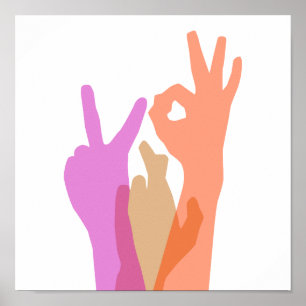 Póster Mãos - APROVAÇÃO da sorte da paz