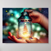 Mãos Crianças Segurando Lanterna de Natal