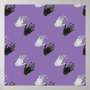 Póster Mãos de Amizade Preta e Branca