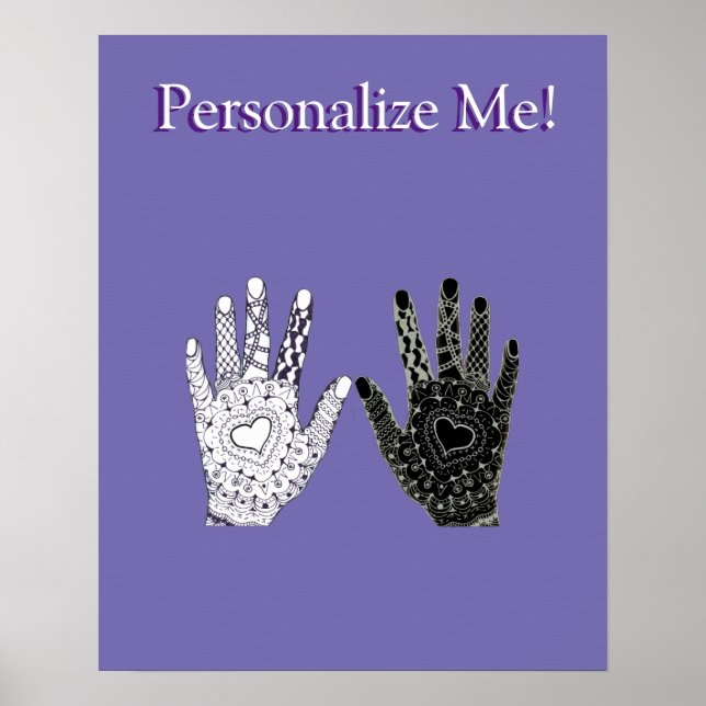 Póster Mãos de Amizade Preta e Branca (Frente)