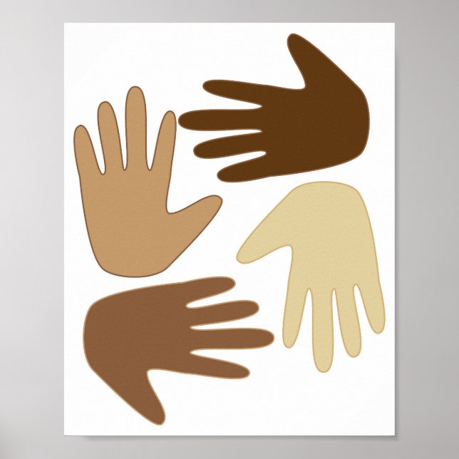 Poster Mãos de diferentes etnias (Frente)