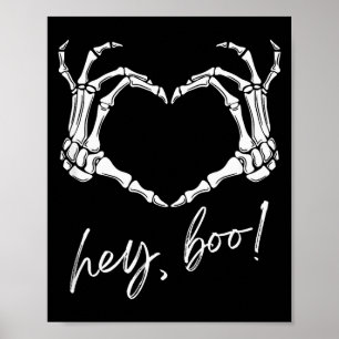 Poster Mãos de Esqueleto Coração Ei Boo Piada de Hallowee