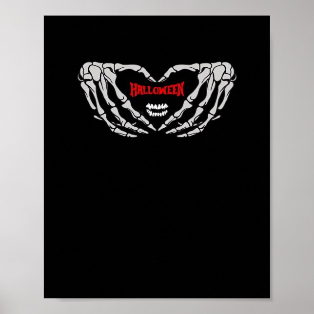 Poster Mãos De Esqueleto Dobradas Em Um Coração. Dia de a (Frente)