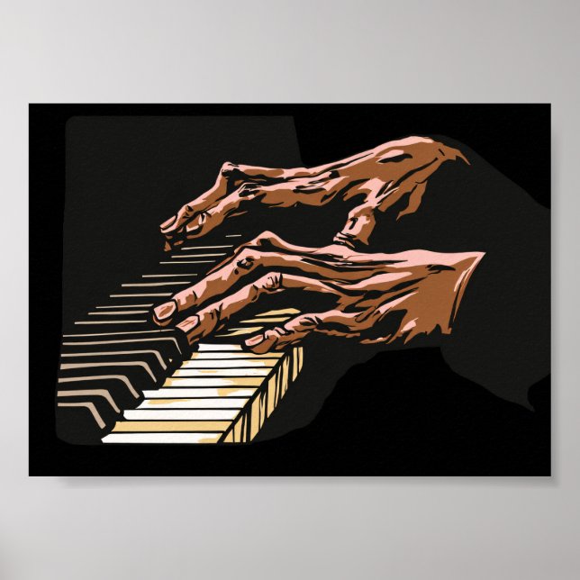 Poster Mãos de Pianista Tocando Piano –  (Frente)