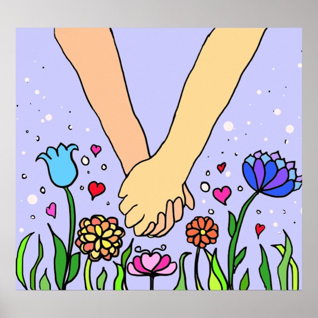 Póster Mãos de Seguradora Românticas - presente de namora (Frente)