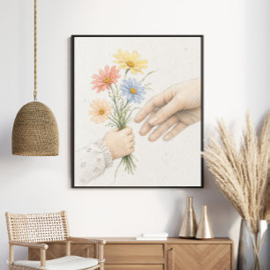 Poster Mãos Delicadas Compartilhando Flores Silvestres
