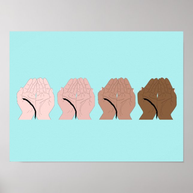 Poster Mãos Dua com Tasbih - Mãos de Oração Islâmica (Frente)