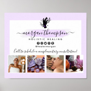 Poster Mãos e Lua Fase Massagem Spa Marketing Salão