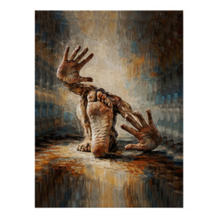 Póster Mãos e Pés Surreais que Se Arrastam Expressivos