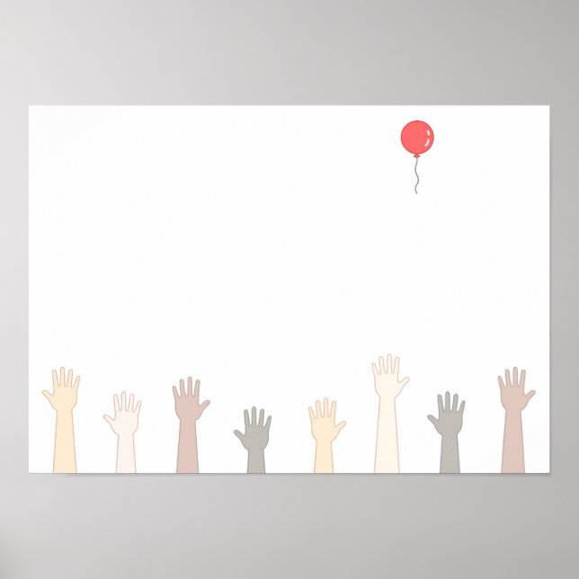 Poster Mãos e um balão vermelho. (Frente)