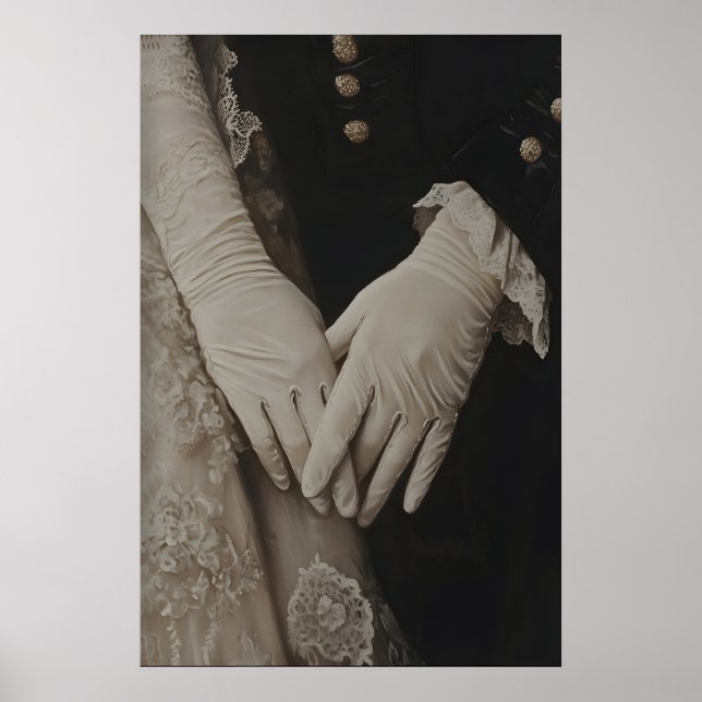Poster Mãos Elegantes com Luvas Vitorianas, Romântico Vin (Frente)