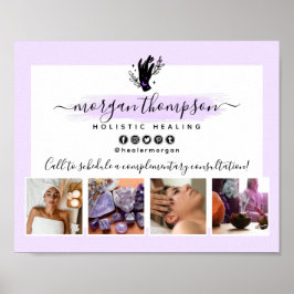 Poster Mãos & Fase Lunar Salão de Massagem Spa Marketing
