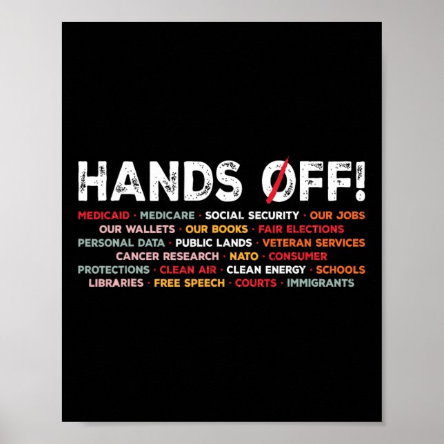 Poster Mãos Fora de Nossos Programas Sociais Fiquem de Pé (Frente)