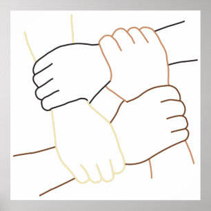 Poster Mãos Mantidas Raça Um Amor Moderno Inclusivo