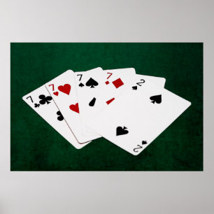 Póster Mãos Poker - Quatro De Um Tipo - Sete E Dois