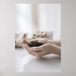 Poster Mãos segurando o crescimento da muda esperança
