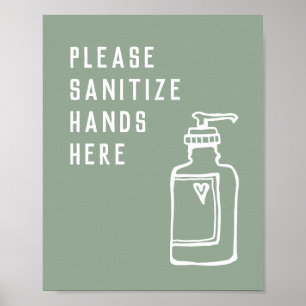 Poster Mãos Verdes Minimalistas