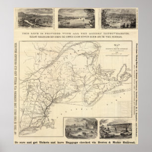 Póster Map Boston and Maine Railroad