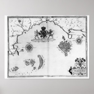 Póster Map No.5 Showing the route of the Armada fleet