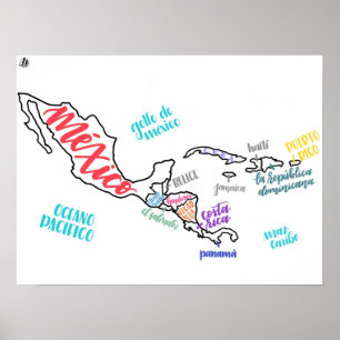 Poster Map of Central America